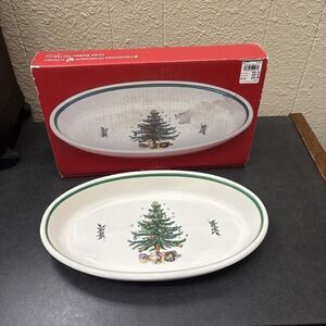 Nikko~Christmastime~Happy Holidays~Oval Baker~13.25"~IOB